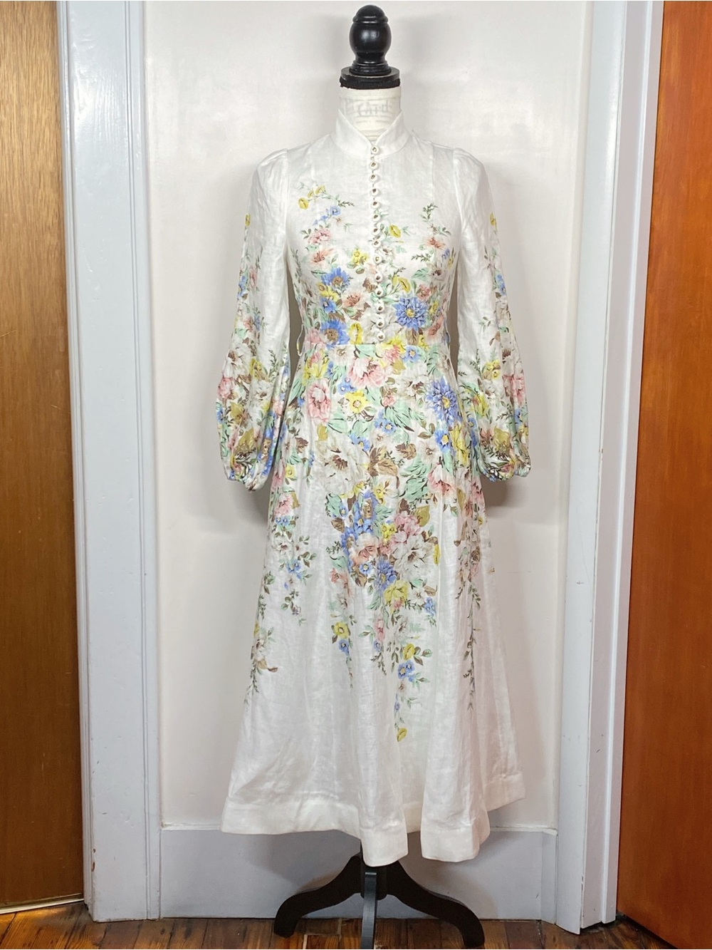 Zimmermann Matchmaker Floral Linen Midi Dress size 0/us size 4 - Picture 4 of 14